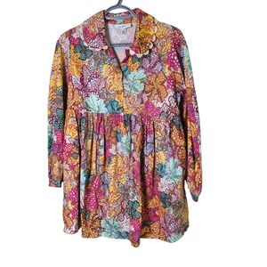 Kika Vargas x Target Pink/Blue/Gold Anemone Floral Mini Dress Size XXS Oversized